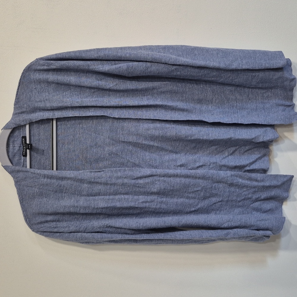 Eileen Fisher Womens Petite LG Light Blue Knit Cardigan